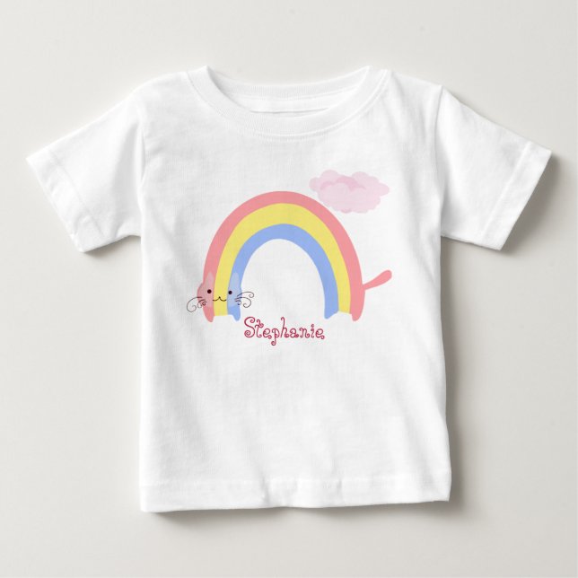 Skriv ut Anpassningsbarna Rainbow Cat Aesthetic Fr T Shirt (Framsida)