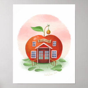 Skriv ut Apple Schoolhouse Art Poster