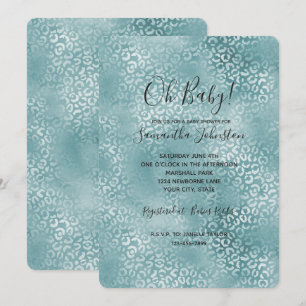 Skriv ut Aqua Blue Glam Leopard Inbjudningar