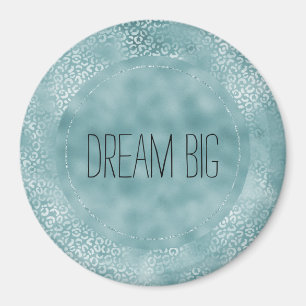 Skriv ut Aqua Blue Glam Leopard Magnet