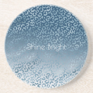 Skriv ut "Aqua Blue Navy Ombre Leopard" Underlägg