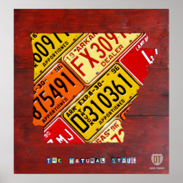 Skriv ut Arkansas License Plate Karta Poster
