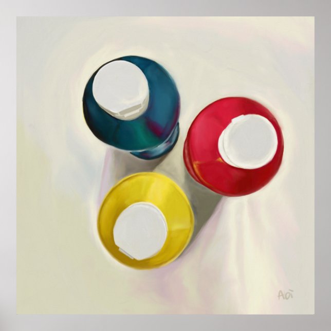 Skriv ut arkivbild för Akrylfärg Flaskor Poster (Framsidan)