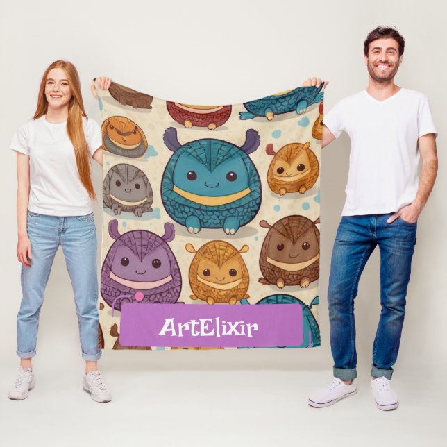 Skriv ut Armadillo Cute Circle Fleecefilt (På plats)