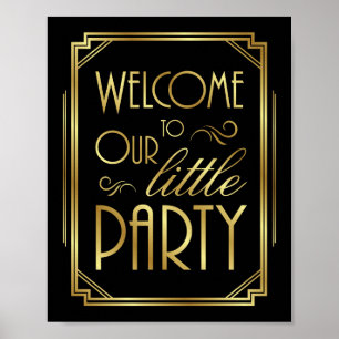 Skriv ut Art Deco PARTY WELCOME-signatur Poster