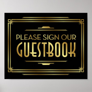 Skriv ut Art Deco SIGN VÅR GUESTBOOK-signatur Poster