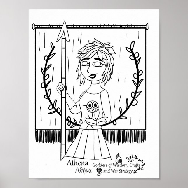 Skriv ut Athena Coloring Page Poster (Framsidan)