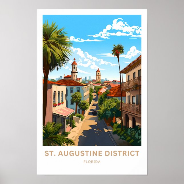 Skriv ut Augustine District Florida Travel Poster (Framsidan)