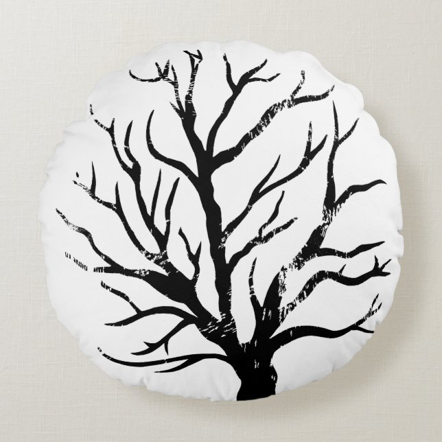 Skriv ut automatiskt Träd Lino Rund Kudde (Framsidan)