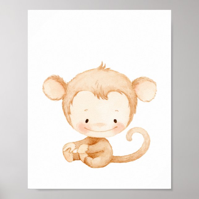 Skriv ut av Baby Monkey Nursery Wall Art Poster (Framsidan)