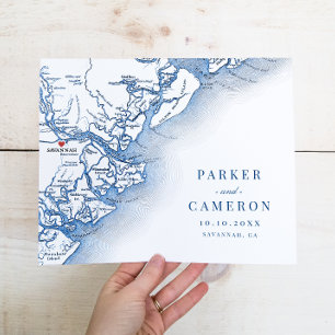 Skriv ut av Savannah GA Karta Bröllop Keepsakt Wal Poster