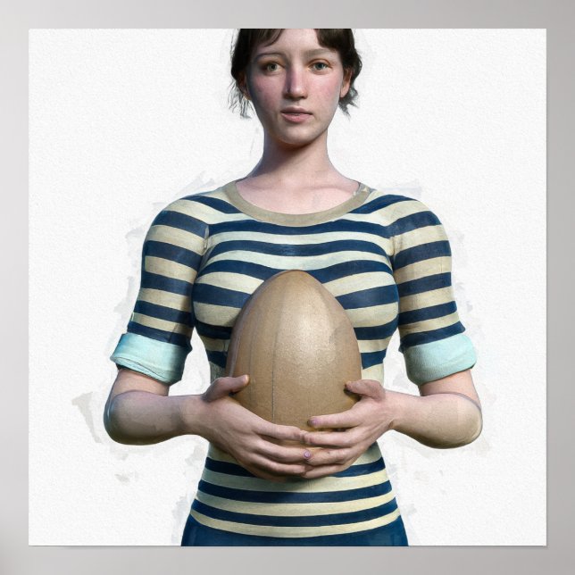 Skriv ut av Woman Rugby Player Art Poster (Framsidan)
