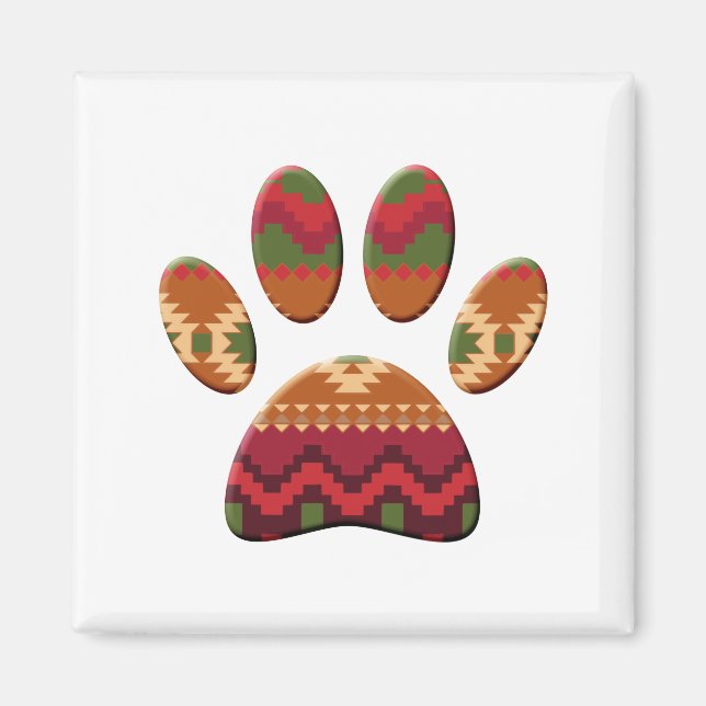 Skriv ut aztec Geometric Mönster Art Hund Paw Magnet (Framsidan)