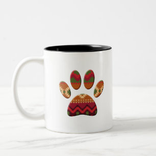 Skriv ut aztec Geometric Mönster Art Hund Paw Två-Tonad Mugg