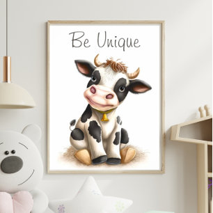 Skriv ut Baby Cow Animal Print Poster