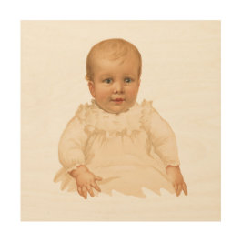 Skriv ut Baby i Antique Trätavla