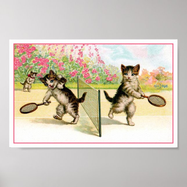 Skriv ut: Badminton Kittens Vintage Art Poster (Framsidan)
