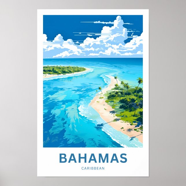 Skriv ut Bahamas-Västindien-reseutskrift Poster (Framsidan)