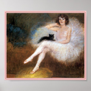 Skriv ut: Ballerina & Black Cat Poster