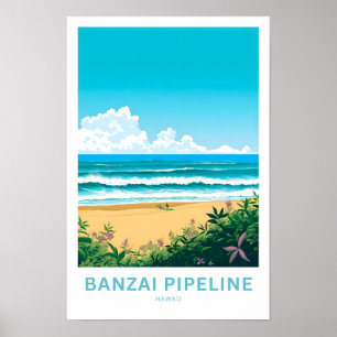 Skriv ut Banzai Pipeline Hawaii Travel Poster