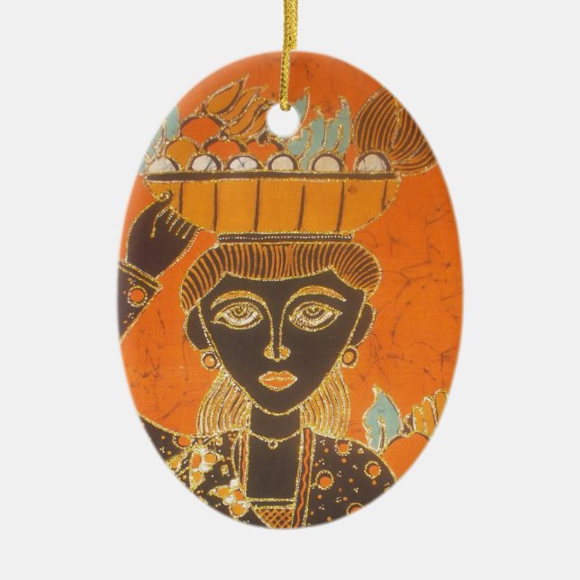 Skriv ut Basket i afrikanska kvinnor Julgransprydnad Keramik (Framsidan)