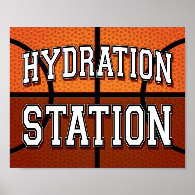 Skriv ut Basketball Party HYDRATION STATION Poster (Framsidan)
