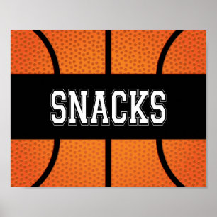 Skriv ut Basketball Party SNACKS-tecken Poster