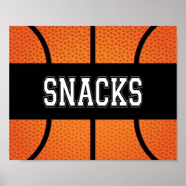 Skriv ut Basketball Party SNACKS-tecken Poster (Framsidan)