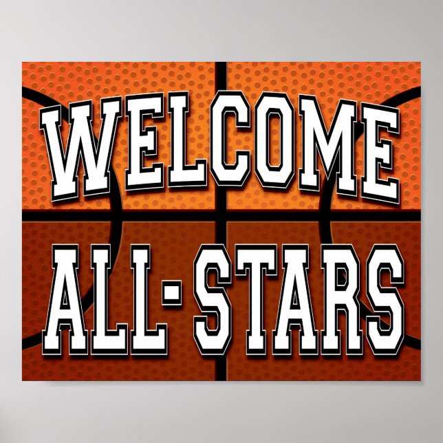 Skriv ut Basketball Party WELCOME ALL STARS Poster (Framsidan)