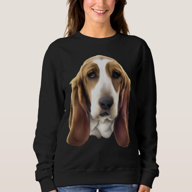 Skriv ut Basset Hound Hund Porträtt Tee (Framsida)