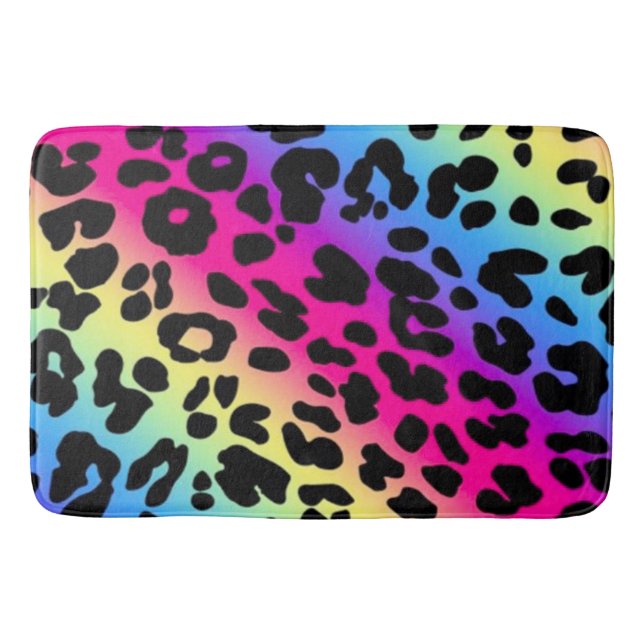 Skriv ut "Bath Mat/Rainbow Leopard" Badrumsmatta (Framsidan)