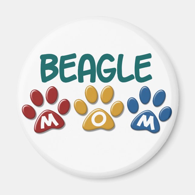 Skriv ut BEAGLE MAMMA Paw Magnet (Framsidan)