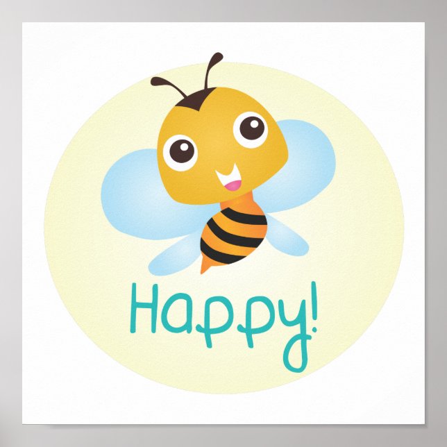 Skriv ut Bee Lycklig Baby Poster (Framsidan)