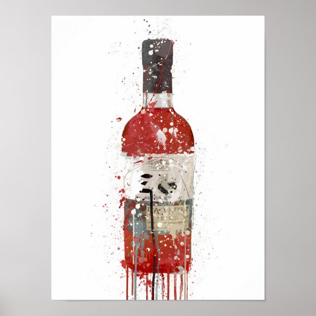 Skriv ut "Berry" på Gin Flaska Wall Art Poster (Framsidan)