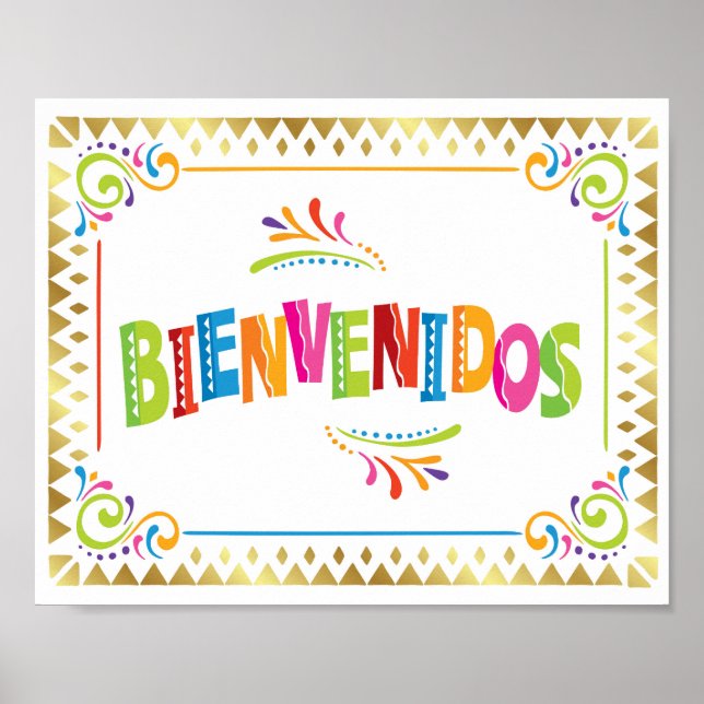 Skriv ut BIENVENIDOS Fiesta Party Poster (Framsidan)