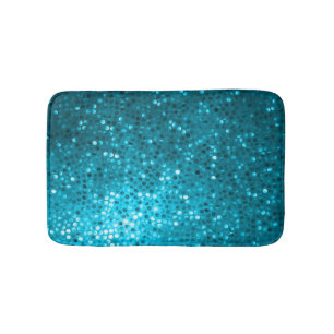 Skriv ut blå tonerfaux Glitter och miniatyrdiagram Badrumsmatta