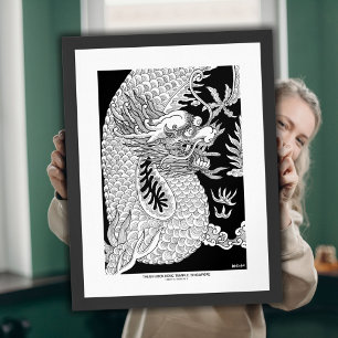 Skriv ut Bläck-skevning för kinesiska Dragon Poster