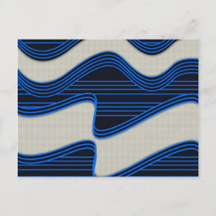 Skriv ut blått Neon-linjer i Vita Wave Fabric-bild Vykort