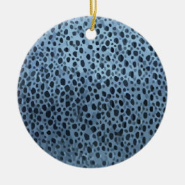 Skriv ut blått och svart fisk julgransprydnad keramik