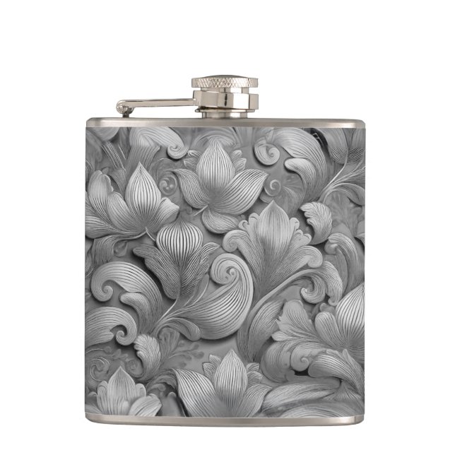 Skriv ut Blommar Elegance silver (AI+Human) Fickplunta (Framsidan)