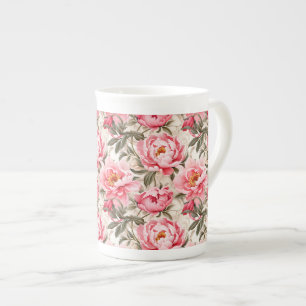 Skriv ut blommigt benporslin mugg