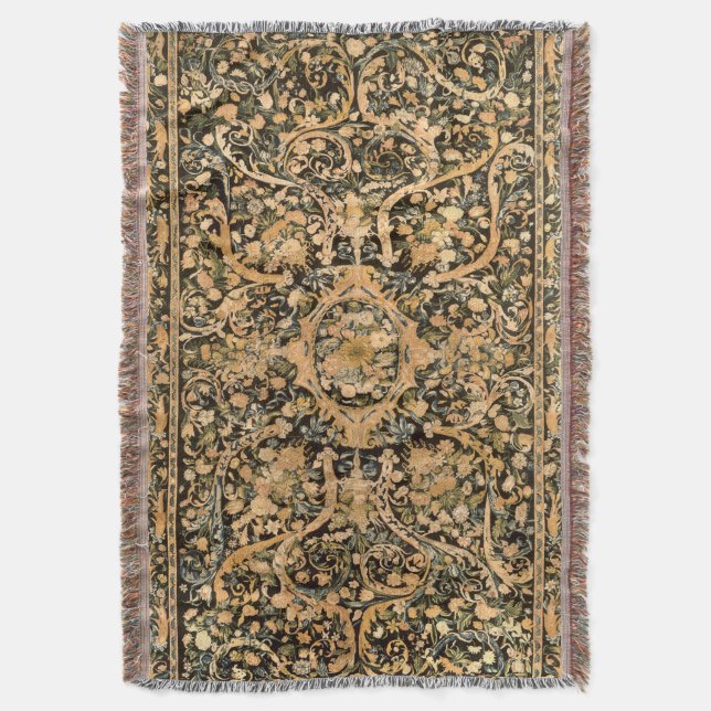 Skriv ut Blommigt för antika Franskar Filt (Framsidan Vertikal)