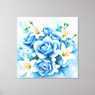 Skriv ut Blommigt för elegant Blue Ro Canvastryck