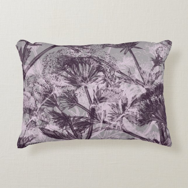 Skriv ut Blommigt för rosa och Lila Prydnadskudde (Framsidan)