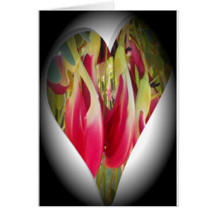 Skriv ut blommigt Heart Art Art Hälsningskort