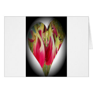 Skriv ut blommigt Heart Art Art Hälsningskort