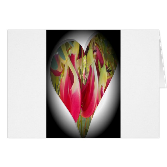 Skriv ut blommigt Heart Art Art Hälsningskort (Framsidan Horizontal)