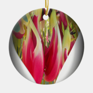 Skriv ut blommigt Heart Art Art Julgransprydnad Keramik