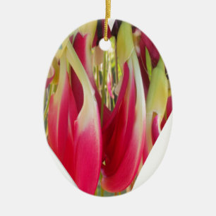 Skriv ut blommigt Heart Art Art Julgransprydnad Keramik