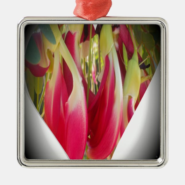 Skriv ut blommigt Heart Art Art Julgransprydnad Metall (Framsidan)